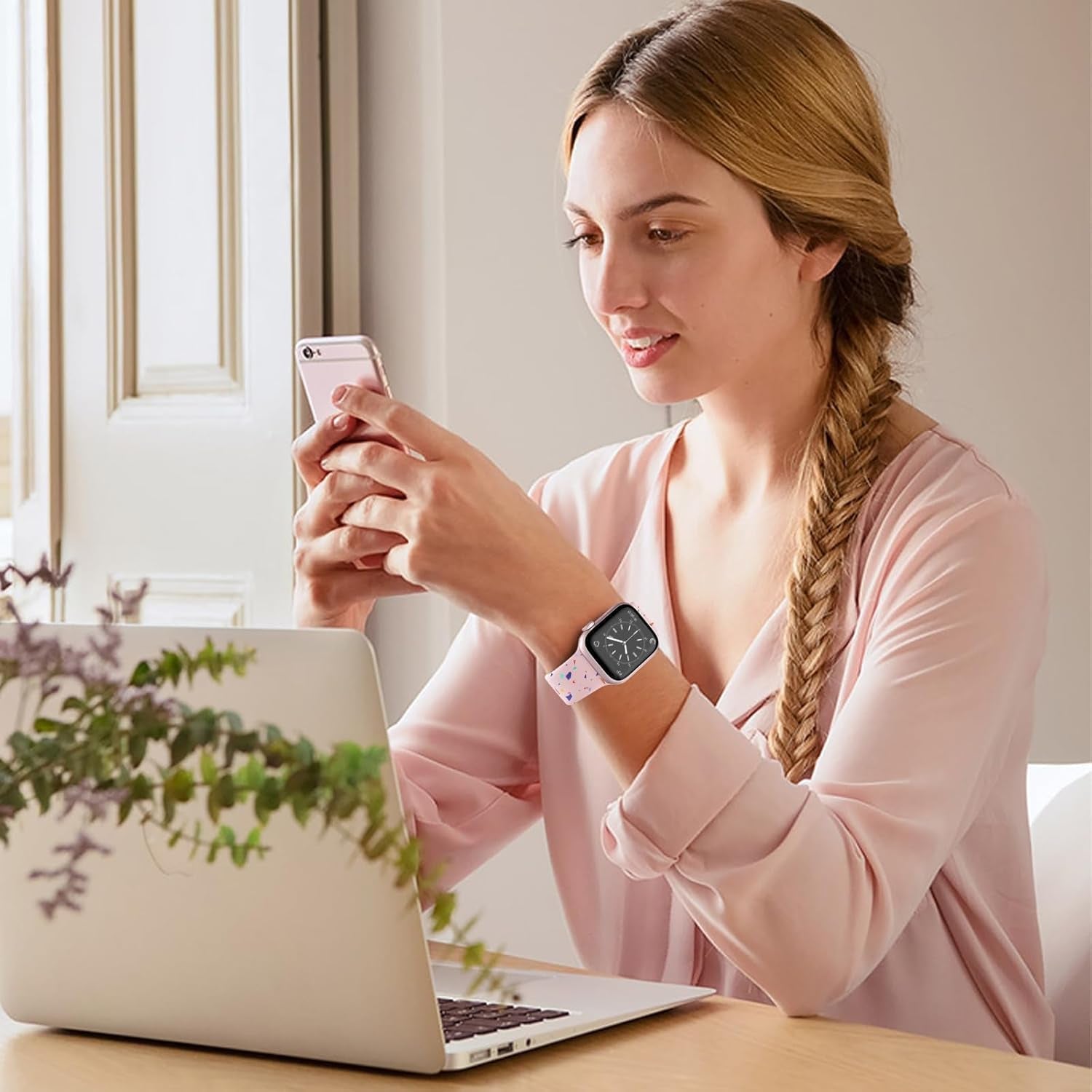 Breathable Sport Silicone Band Compatible with Apple Watch Bands 40Mm 38Mm 44Mm 41Mm 45Mm 42Mm 49Mm Women Men, Soft Wristband Recycled Plastic Strap for Iwatch Bands Series 9 SE 8 7 6 5 4 3 2 1 Ultra