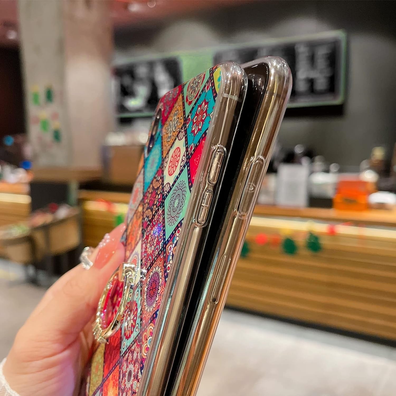 Case for Galaxy A53 5G Retro Floral Slim Cute Bumper Shockproof Protection Phone Case for Girls Women with Gold Ring Stand Flower Ethnic Style Cover for Samsung Galaxy A53 5G - Mandala