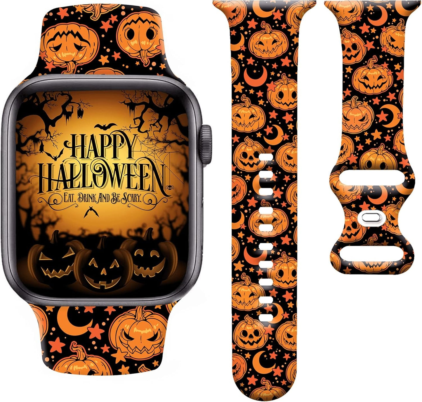 Halloween Watch Band Compatible with Apple Watch Band 38Mm 40Mm 41Mm Iwatch SE Series 7 6 5 4 3 2 1, Halloween Gifts Soft Sport Replacement Strap Band for Women Men