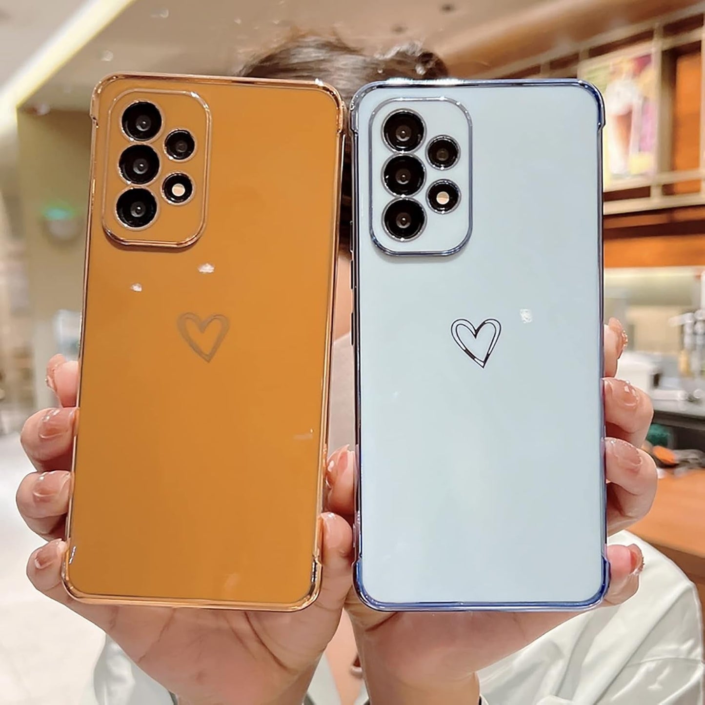 Designed for Samsung Galaxy A53 5G Case, Electroplating Love Phone Case,Full Camera Protection & Raised Reinforced Corners Shockproof Soft TPU Case -Candy Blue