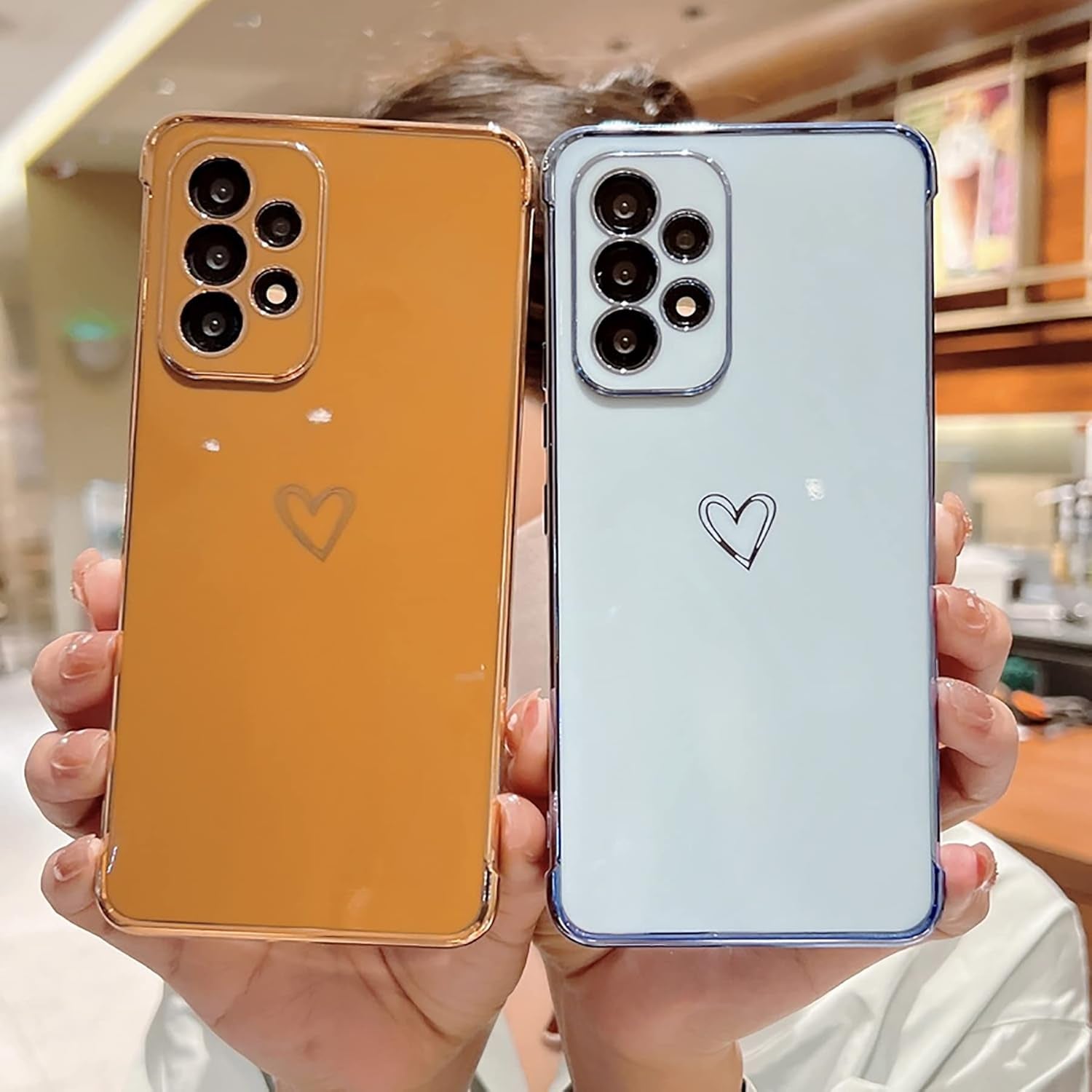 Designed for Samsung Galaxy A53 5G Case, Electroplating Love Phone Case,Full Camera Protection & Raised Reinforced Corners Shockproof Soft TPU Case -Candy Blue