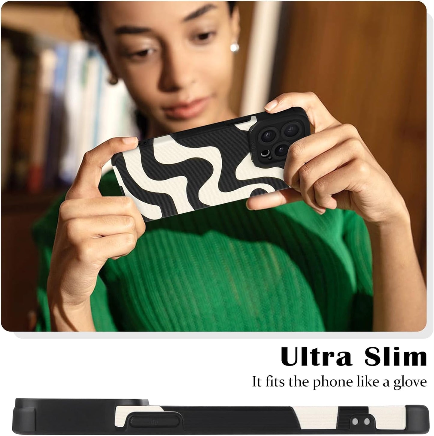 Newseego for Iphone 15 Pro Max Case, Cute Zebra Wave Pattern Design Case for Women Girls Soft TPU Bumper Anti-Scratch Shockproof Full Camera Protective Case Cover for Iphone 15 Pro Max-Black White  Generic   