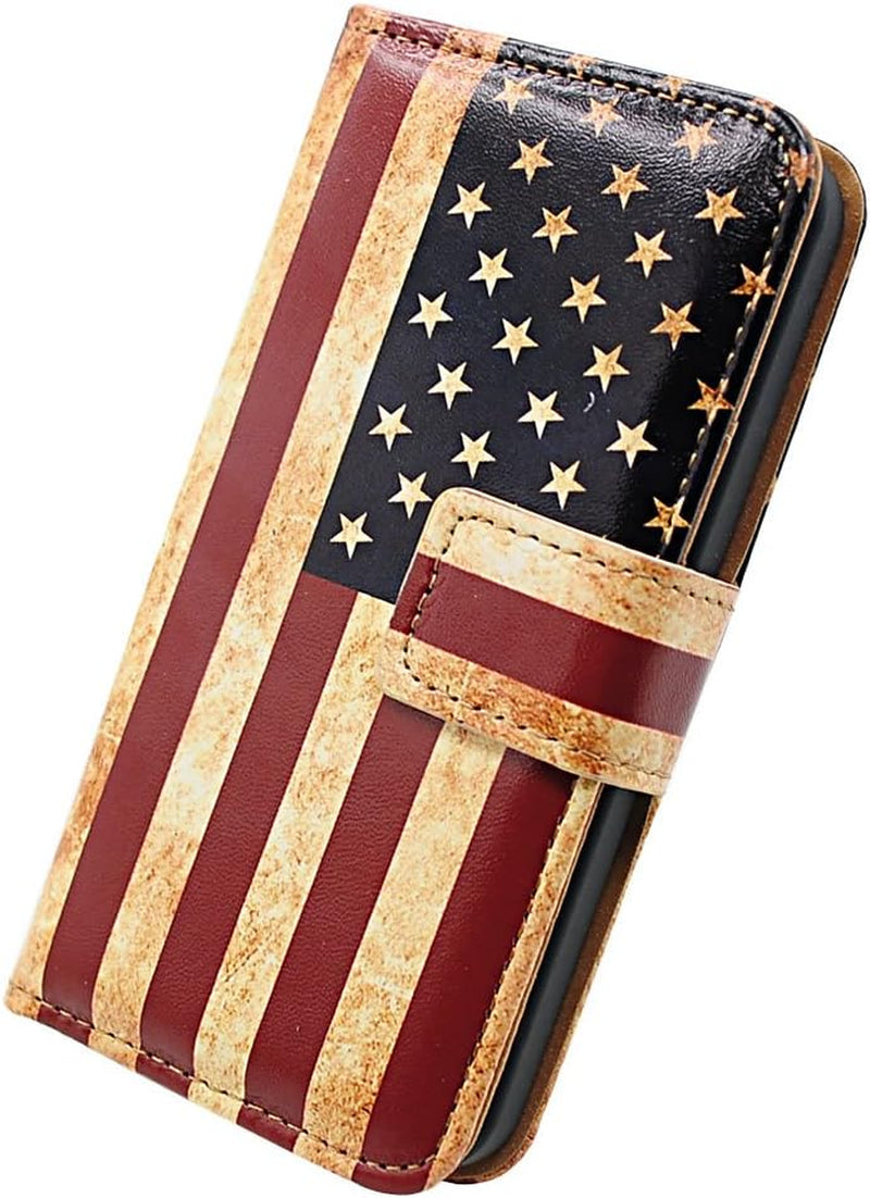 Bcov Galaxy S22 plus Case, Retro American Flag Leather Flip Phone Case Wallet Cover with Card Slot Holder Kickstand for Samsung Galaxy S22 plus 5G / S22+