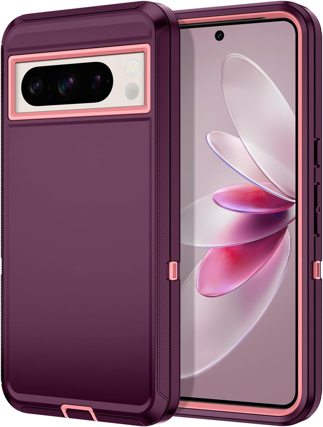 Hucasok for Google Pixel 8 Case Shockproof Rugged Full Body Protection Scratch Resistant Heavy Duty Dust/Drop Proof 3-Layer Durable Cover Case for Google Pixel 8 6.2 Inch,Navy Blue  Hucasok Purple/Pink Google Pixel 8 Pro 6.7 Inch 