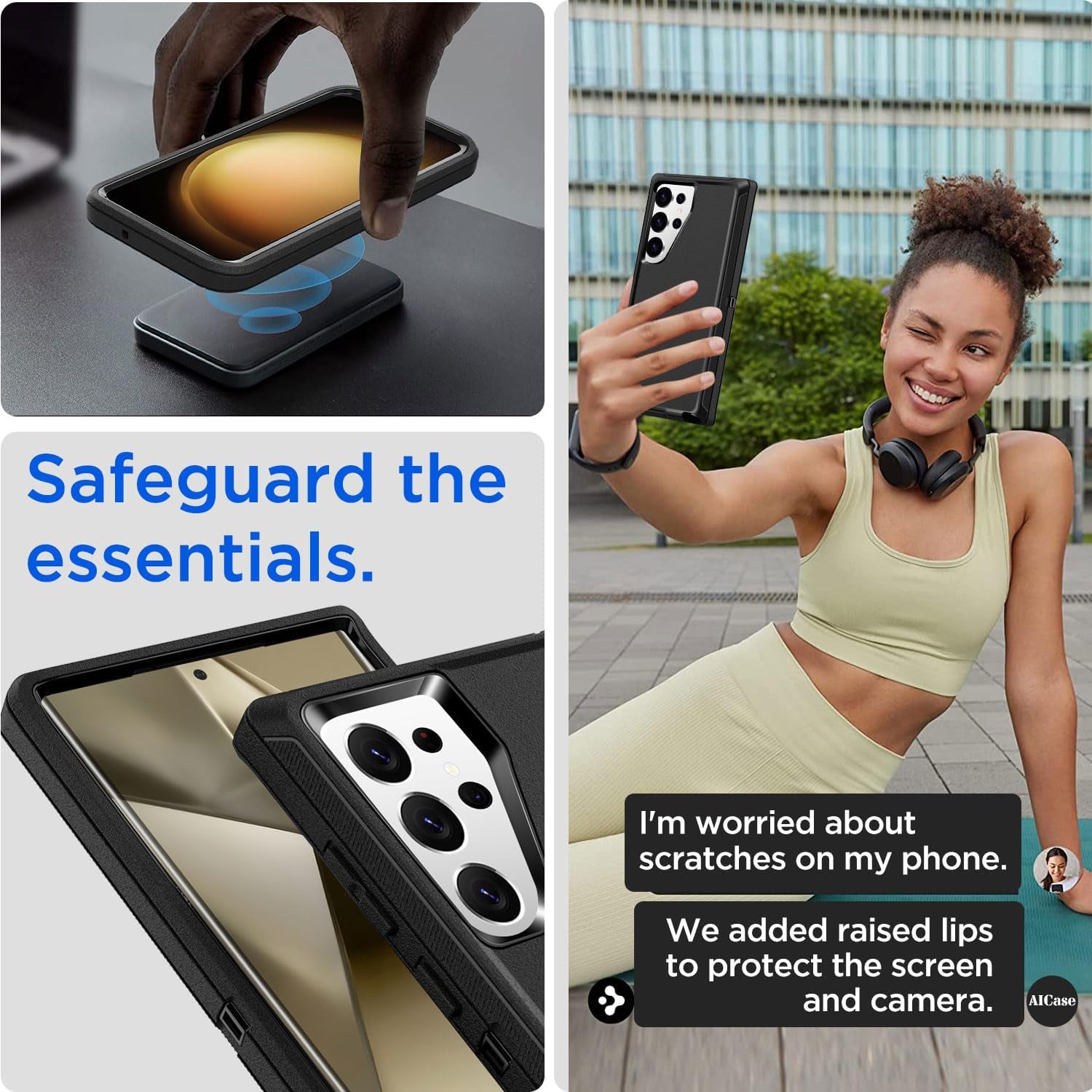 Aicase Belt-Clip Holster Case for Galaxy S24 Ultra with Screen Protector,Heavy Duty Drop Protection Full Body Rugged Shockproof/Dustproof Military Grade Tough Durable Cover for Samsung S24 Ultra