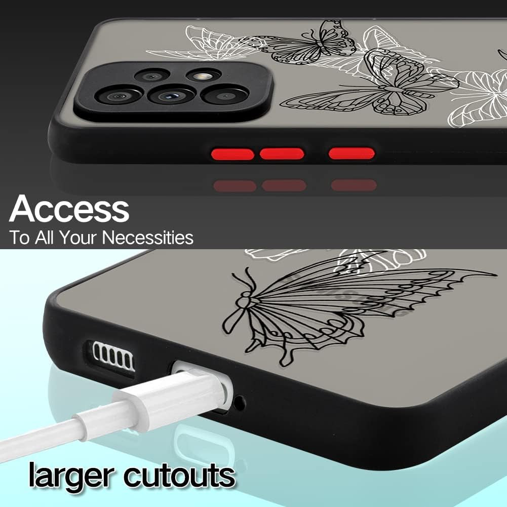 Compatible Samsung Galaxy A53 5G Black White Butterfly Case, Translucent Matte Soft TPU Bumper Case Cute Black and White Butterfly Print Pattern Back Transparent Protective Case 6.5 Inch