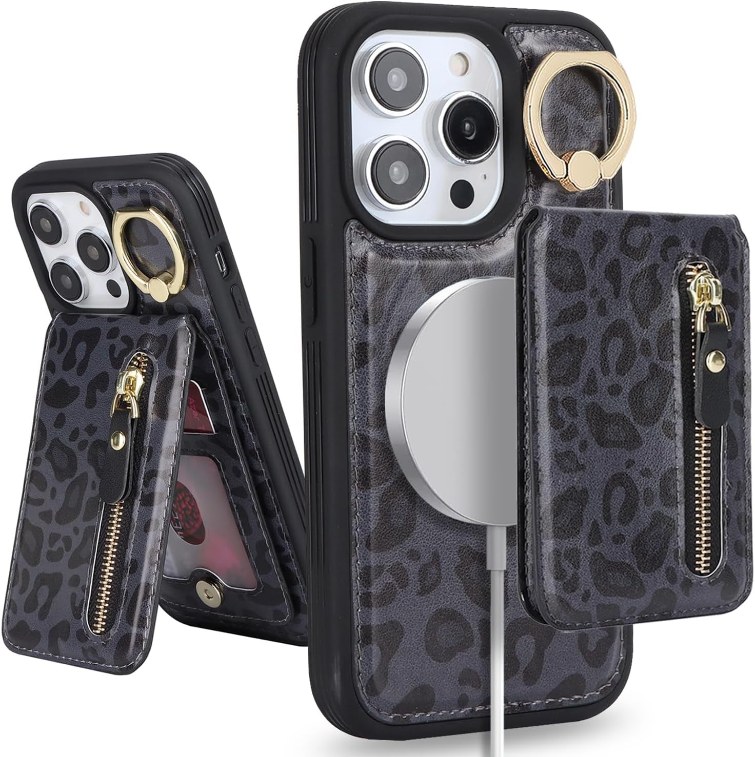 DEYHU Iphone 15 Pro Case with Card Holder, Iphone 15 Pro Phone Case Wallet for Women Magsafe Compatible Wallet Detachable 2-In-1 for Men-Dark Blue  DEYHU   