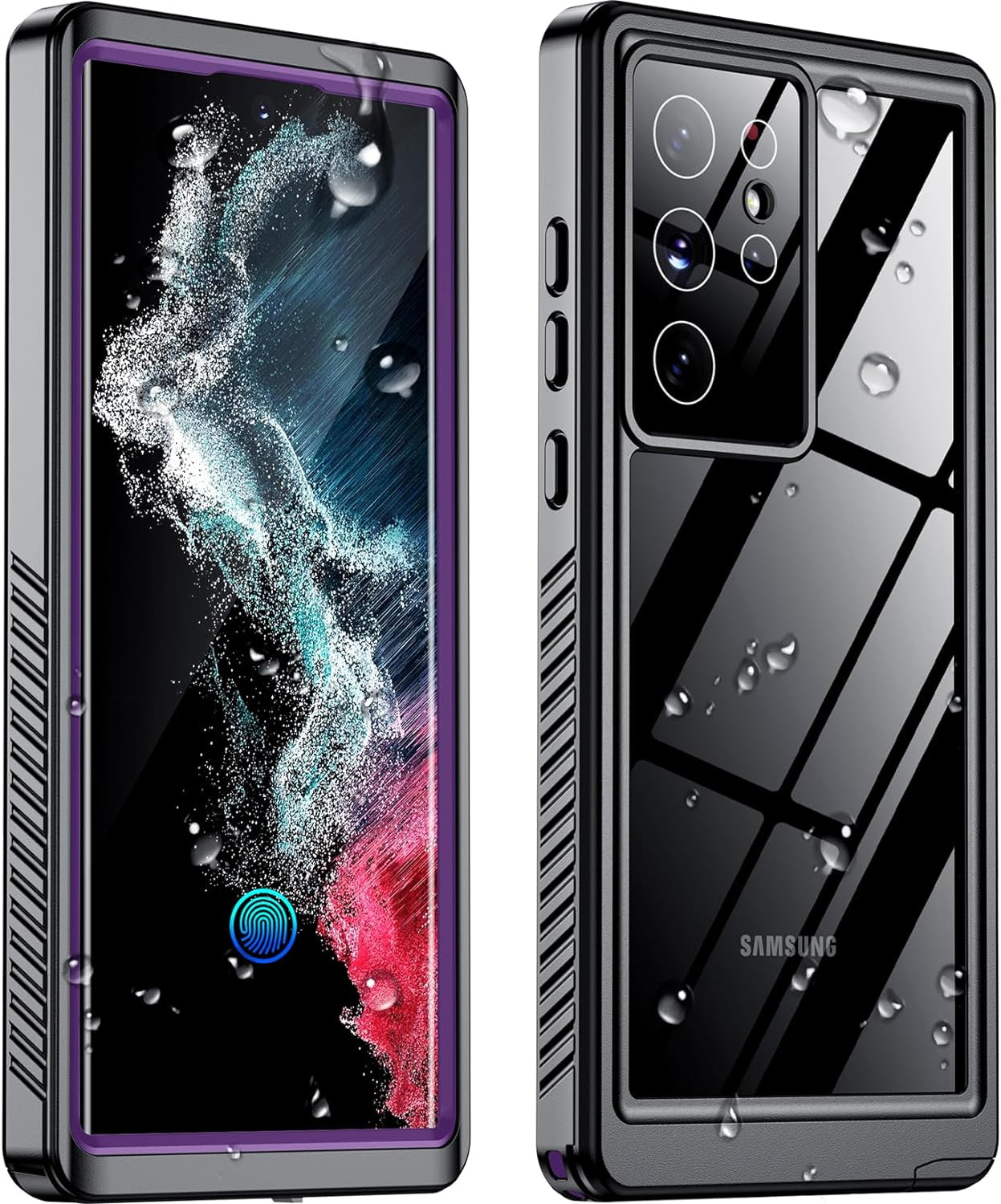 Designed for Galaxy S22 Ultra Case Waterproof, Built-In Screen Protector Full Protection Heavy Duty Shockproof Anti-Scratched Rugged Case for Samsung Galaxy S22 Ultra 6.8'' (Black/Clear)