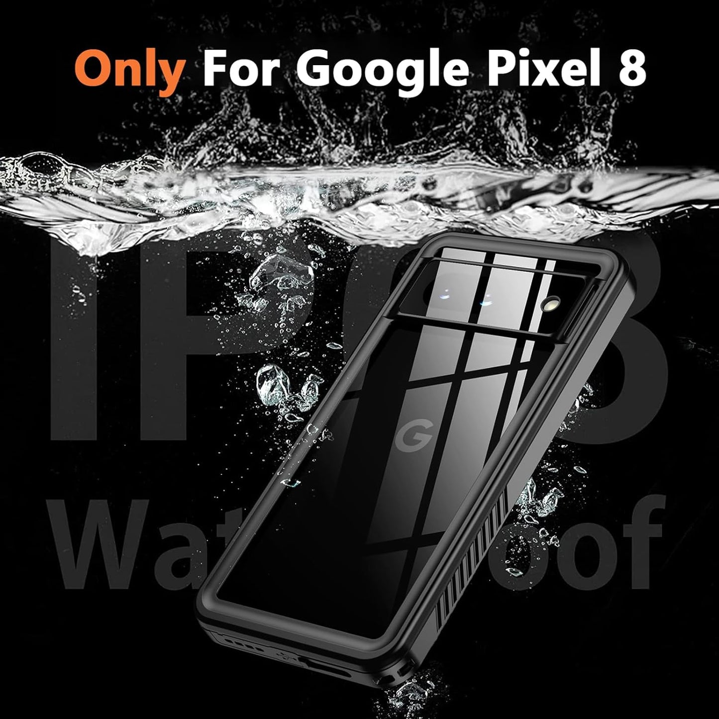 ANTSHARE for Google Pixel 8 Case, Pixel 8 5G Phone Case IP68 Waterproof with Built-In Screen Protector, Full Body Sealed Heavy Duty Shockproof Dustproof Snowproof Clear Case for Pixel 8 - Black  ANTSHARE   