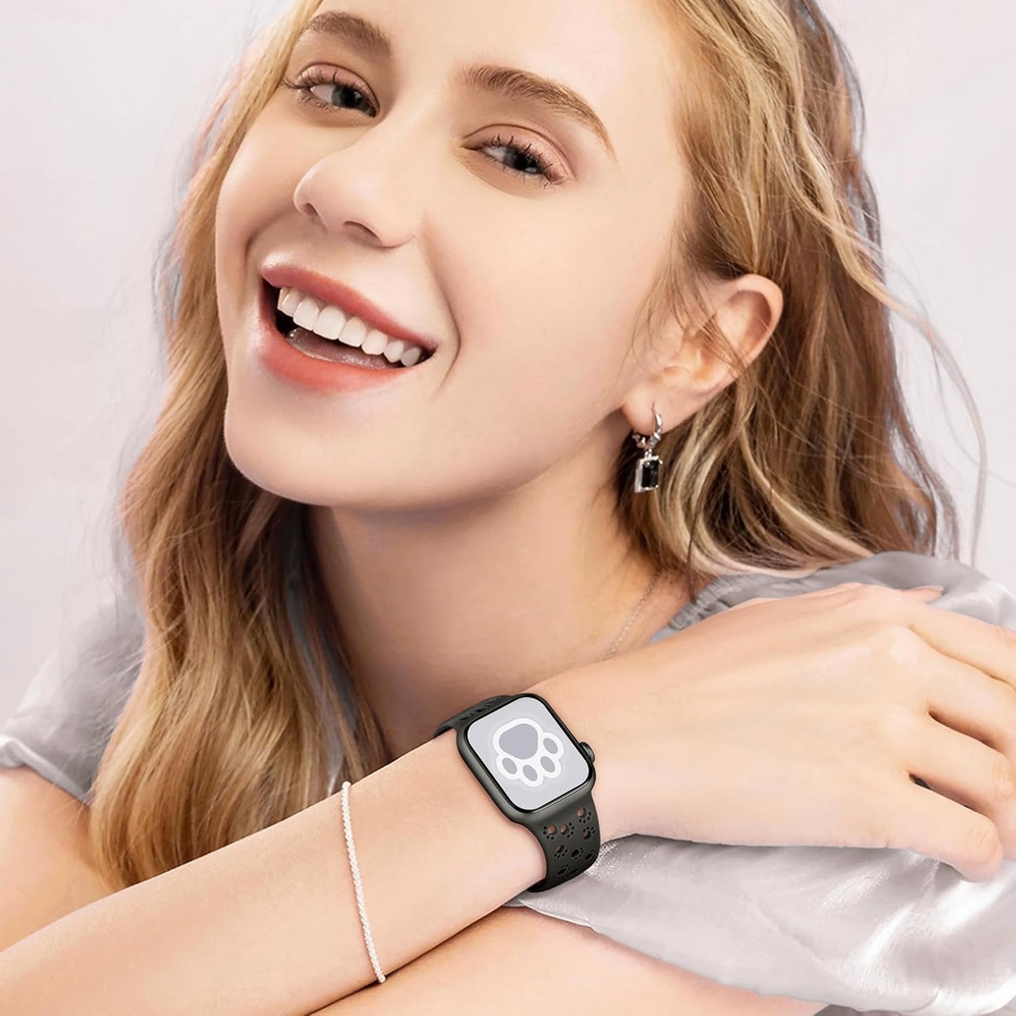 2 Pack Silicone Dog Paw Band for Apple Watch Bands 41Mm 40Mm 38Mm for Women, Cute Animal Cat Designer for Iwatch Bands, Fancy Dressy Sport Band for Apple Watch Band Series 9 Series 8 7 SE 6 5 4 3