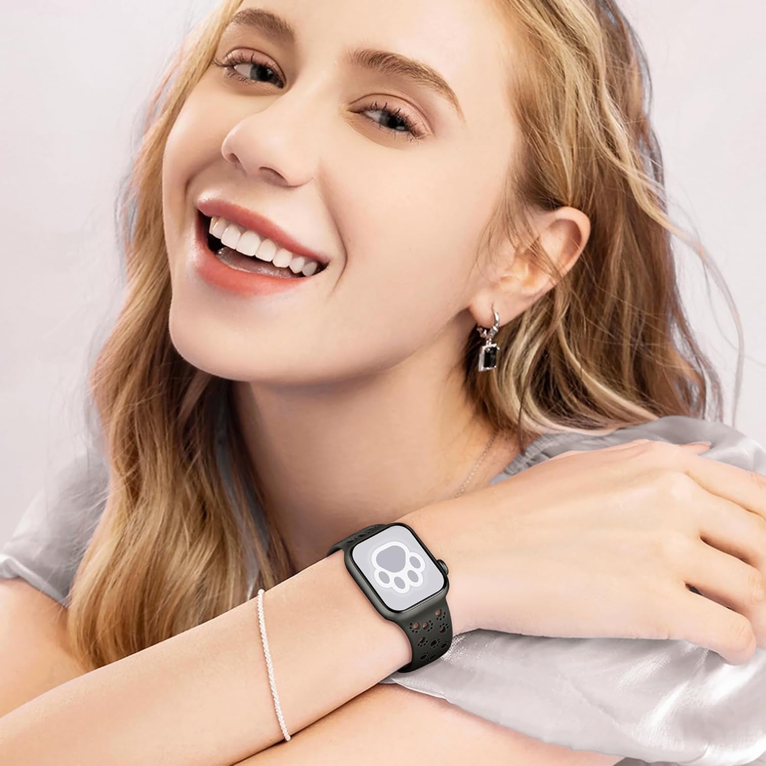 2 Pack Silicone Dog Paw Band for Apple Watch Bands 41Mm 40Mm 38Mm for Women, Cute Animal Cat Designer for Iwatch Bands, Fancy Dressy Sport Band for Apple Watch Band Series 9 Series 8 7 SE 6 5 4 3