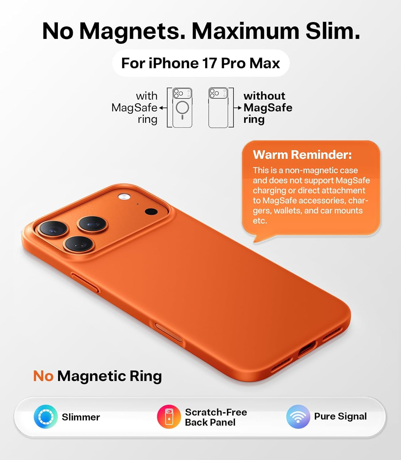 TORRAS Slim Fit for Iphone 17 Pro Max Case, Ultra Thin 17 Pro Max Case, Lightweight Matte Anti-Scratch Hard PC Cover Phone Case for Iphone 17 Pro Max 6.9 Inch,Cosmic Orange