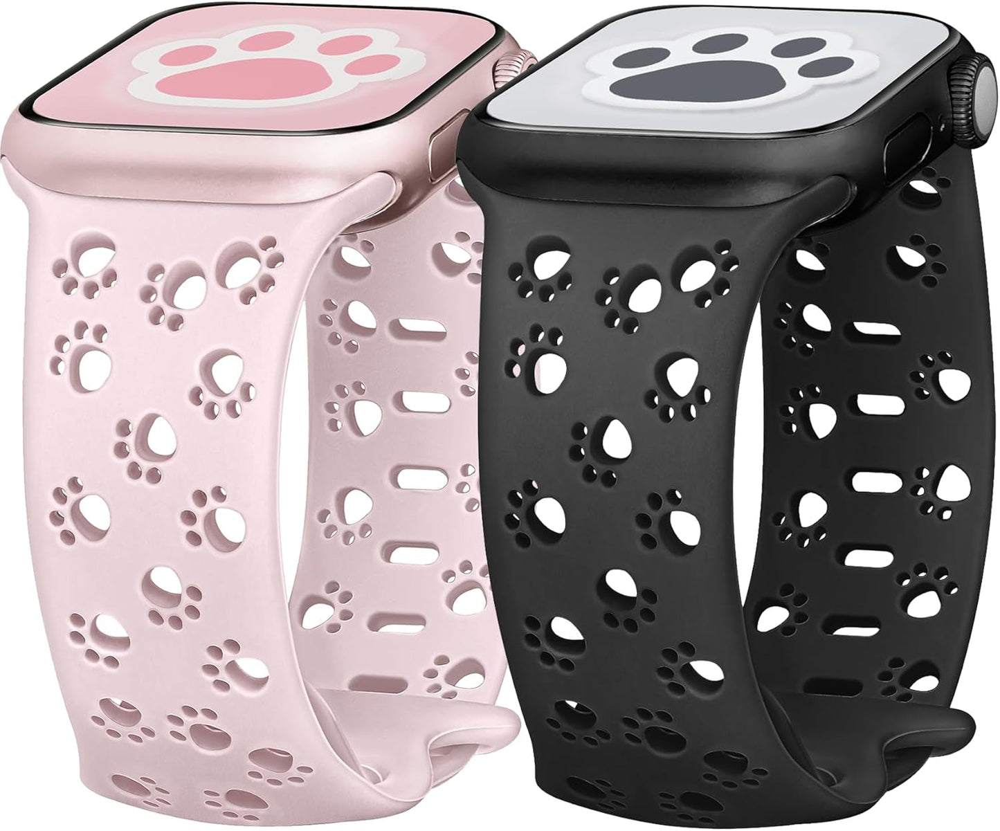 2 Pack Silicone Dog Paw Band for Apple Watch Bands 41Mm 40Mm 38Mm for Women, Cute Animal Cat Designer for Iwatch Bands, Fancy Dressy Sport Band for Apple Watch Band Series 9 Series 8 7 SE 6 5 4 3