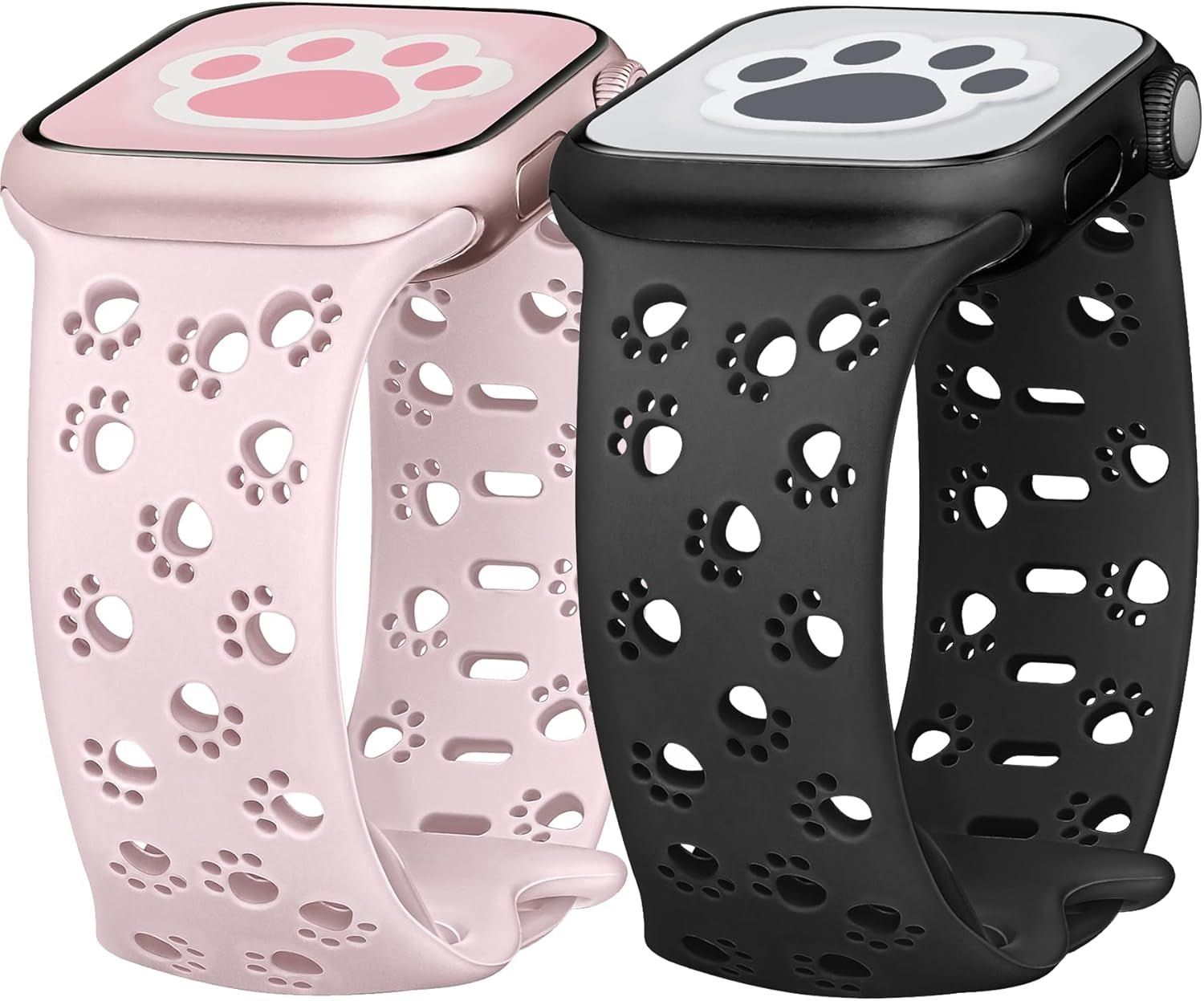 2 Pack Silicone Dog Paw Band for Apple Watch Bands 41Mm 40Mm 38Mm for Women, Cute Animal Cat Designer for Iwatch Bands, Fancy Dressy Sport Band for Apple Watch Band Series 9 Series 8 7 SE 6 5 4 3