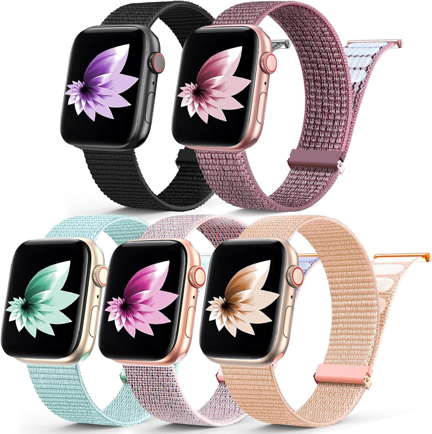 5 Pack Nylon Sport Loop Band Compatible with Apple Watch Bands 38Mm 40Mm 41Mm 42Mm 44Mm 45Mm 49Mm,Adjustable Braided Wristband Stretchy Strap for Iwatch Serie 9 Ultra SE2 SE 8 7 6 5 4 3 2 1 Gray Men