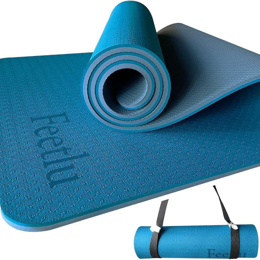 10Mm Thick Yoga Mat with Strap – Non-Skid Dual Surface, Eco-Friendly POE, for Women, Men, Kids. Perfect for Pilates, Yoga, Floor Workouts.