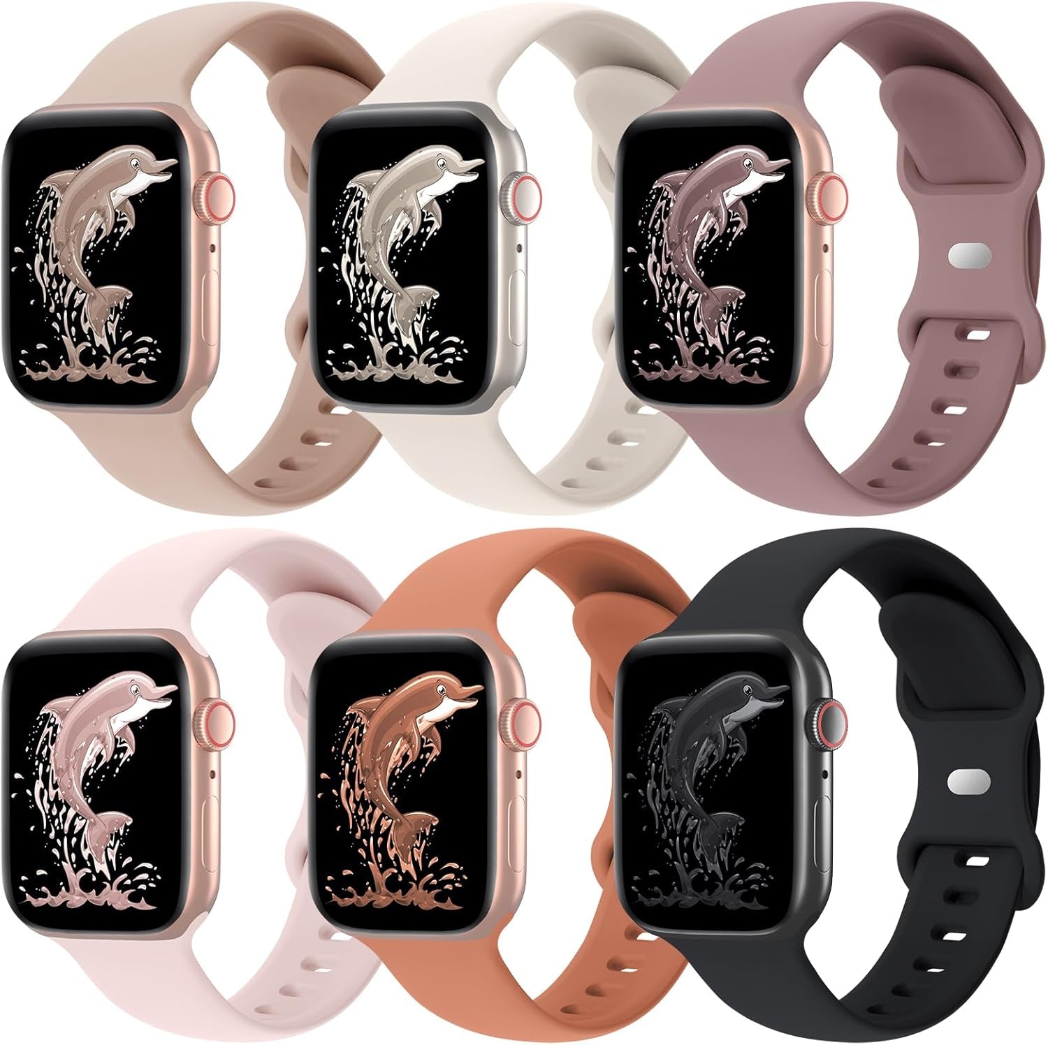 Acrbiutu 6 Pack Bands Compatible with Apple Watch 38Mm 40Mm 41Mm 42Mm 44Mm 45Mm 49Mm, Soft Replacement Silicone Sport Strap Wristbands for Iwatch Series Ultra/Ultra 2 9/8/7/6/5/4/3/2/1 SE Women Men