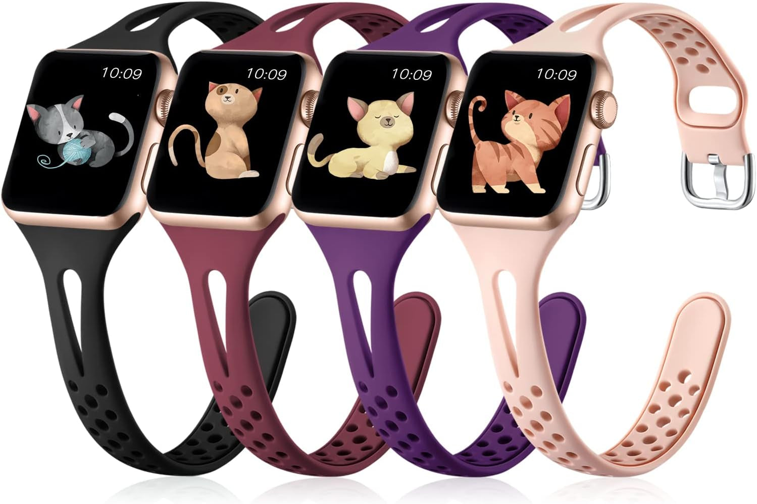 Getino Compatible with Apple Watch Bands 38Mm 40Mm 42Mm 44Mm Iwatch Band for Women Men, Soft Durable Breathable Thin Slim Narrow Band for Iwatch Series SE 6 5 4 3 2 1