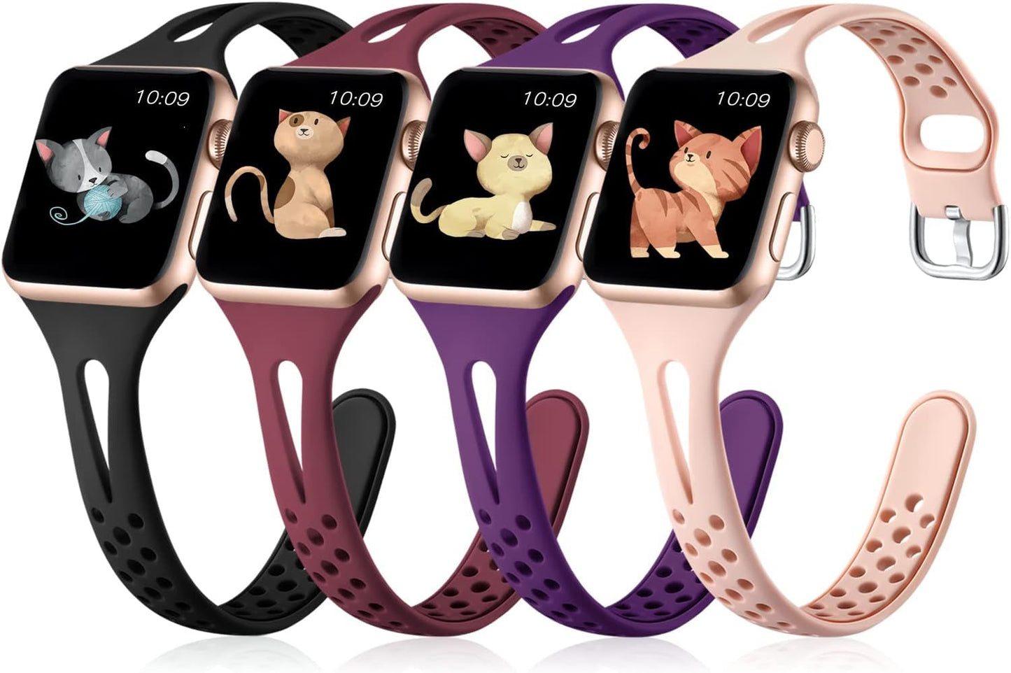 Getino Compatible with Apple Watch Bands 38Mm 40Mm 42Mm 44Mm Iwatch Band for Women Men, Soft Durable Breathable Thin Slim Narrow Band for Iwatch Series SE 6 5 4 3 2 1