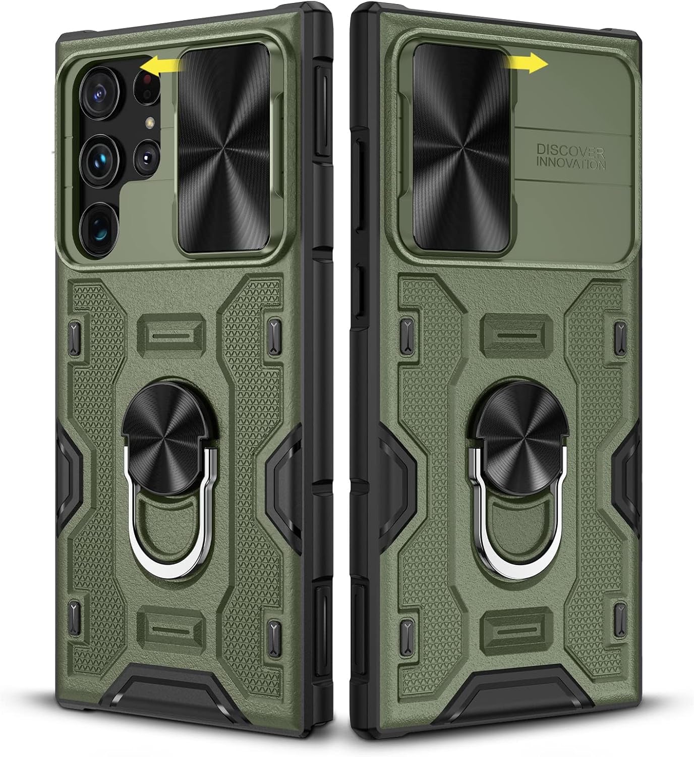 Caka for S22 Ultra Case, Galaxy S22 Ultra Case with Slide Camera Cover & Stand with Built-In 360° Rotate Ring Stand Magnetic Protective Case for Samsung Galaxy S22 Ultra 5G -Black