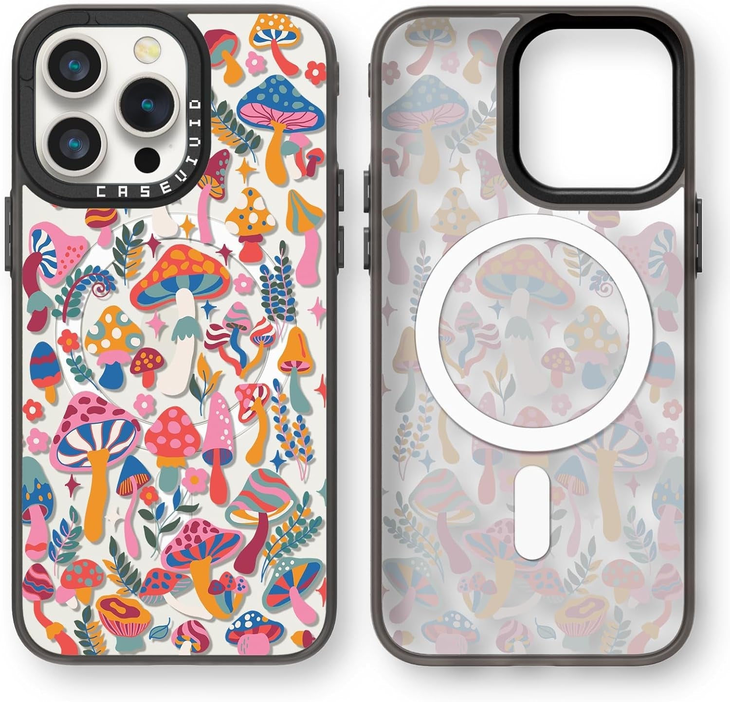 Casevivid Compatible for Iphone 15 Pro Case Cute Aesthetic - Durable Fashion Funny Phone Case - Girly Butterfly Pattern Print Cover Design for Woman Girl 6.1 Inches Black  CASEVIVID Mushroom Jungle Magsafe 