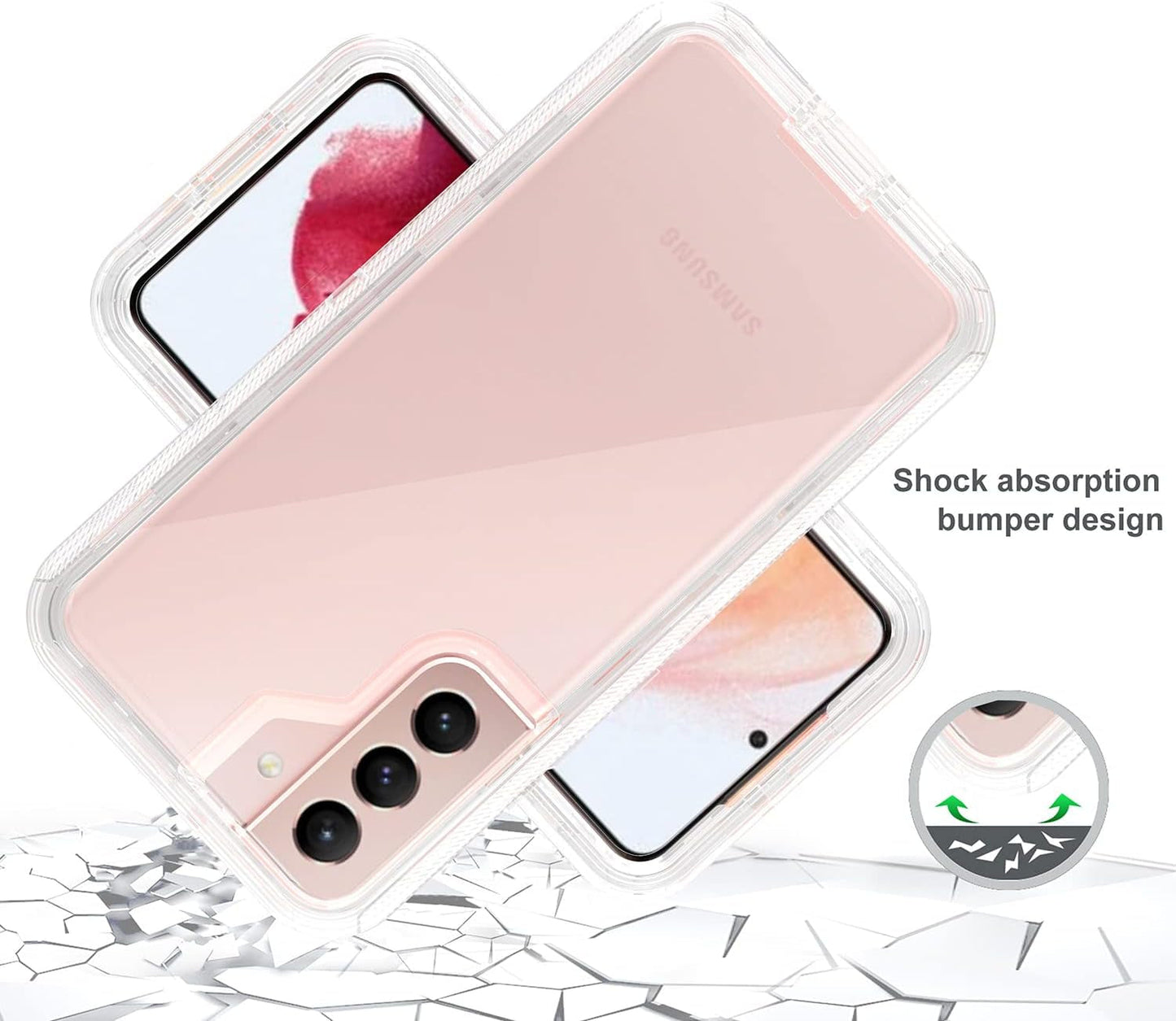 For Samsung Galaxy S22 plus Case Galaxy S22+ Case Military Drop Tested 3 in 1 Full Body Protective Cover Heavy Duty Armor Rugged Shockproof for Galaxy S22 plus S22+ Phone Case (Clear)