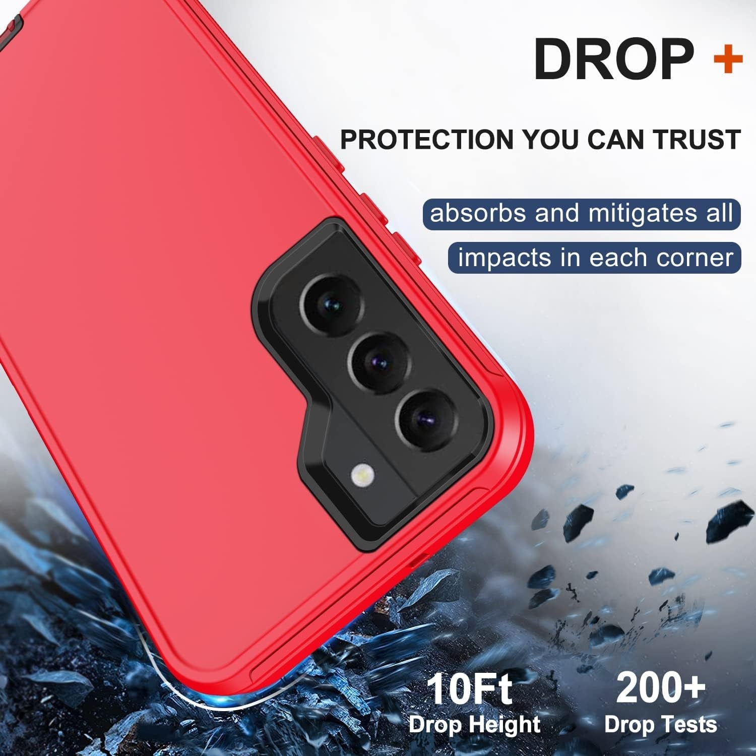 For Samsung Galaxy S22 Case with Belt Clip Holster, 2X Screen Protector, [Military Grade Protection] Heavy Duty Full Body Shockproof Dust-Proof Rugged Protective Cover for Samsung S22 5G (Red)