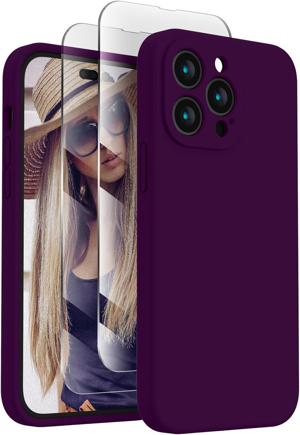 Firenova for Iphone 14 Pro Case, Silicone Upgraded [Camera Protection] Phone Case with [2 Screen Protectors], Soft Anti-Scratch Microfiber Lining Inside, 6.1 Inch,Chalk Pink  FireNova Wine Red  