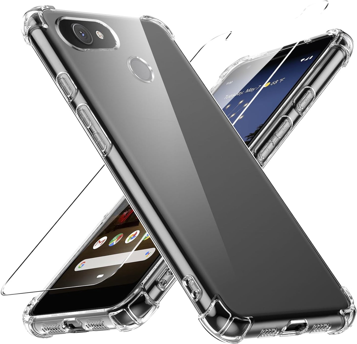 Case for Google Pixel 4A 5G Phone Case, with 1 Piece Screen Protector, TPU Bumper Shockproof Silicone Fullbody Protective Case Cover for Google Pixel 4A 5G, Transparent  Ikziwreo Transparent Google Pixel 3A/Google Pixel 3 Lite 