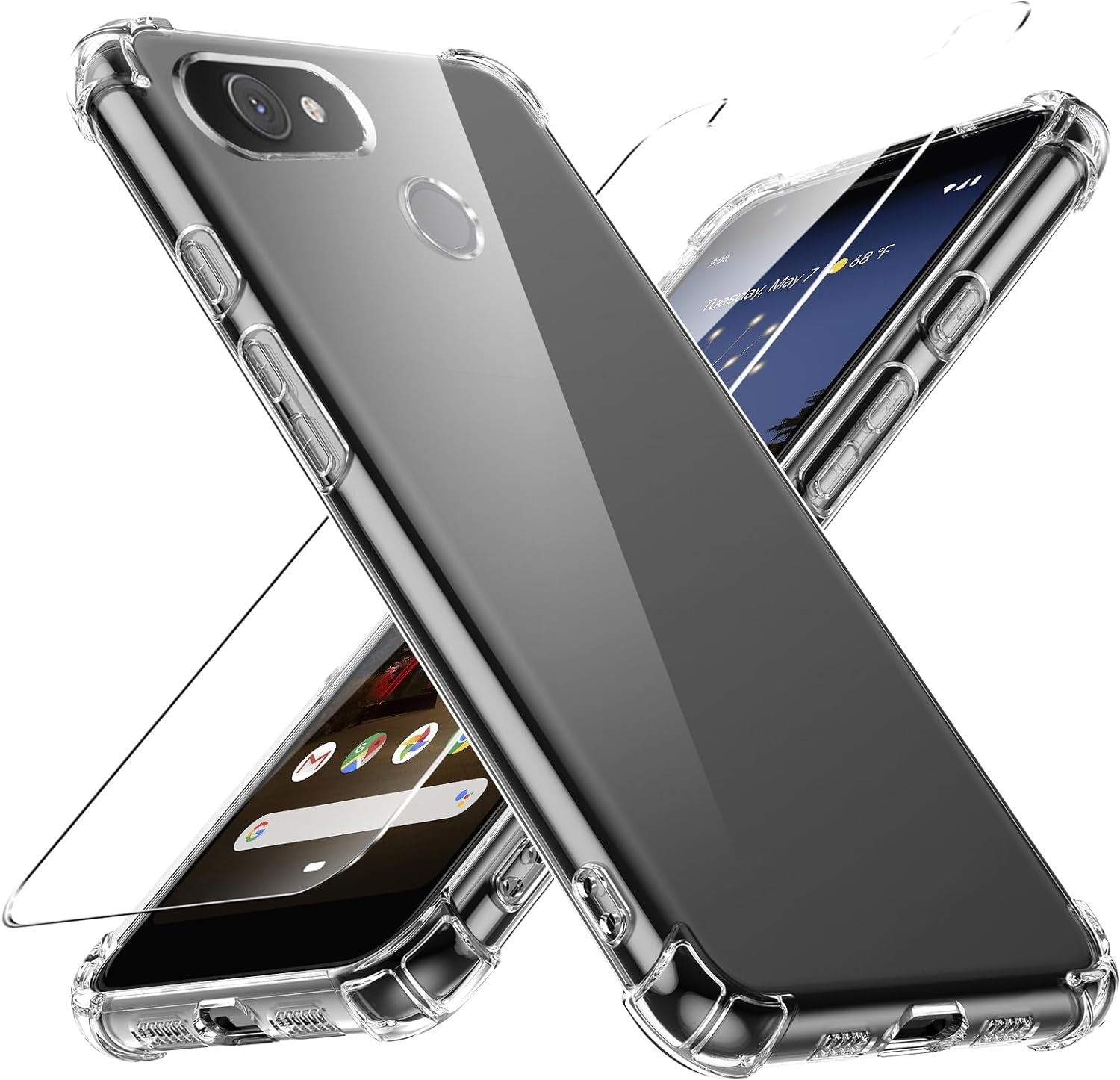 Case for Google Pixel 4A 5G Phone Case, with 1 Piece Screen Protector, TPU Bumper Shockproof Silicone Fullbody Protective Case Cover for Google Pixel 4A 5G, Transparent  Ikziwreo Transparent Google Pixel 3A/Google Pixel 3 Lite 