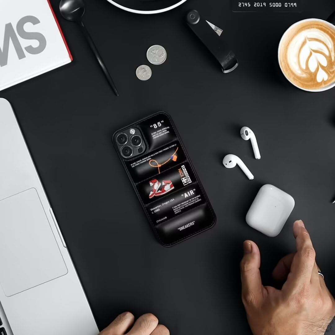 Cool Aesthetic Phone Case for Iphone 15 Pro Case for Boys Men Drop-Resistant Lens Protection Red Basketball Sneaker Street Design Shockproof Designer Cases Compatible with Iphone 15 Pro Case Black  VVVLGD   