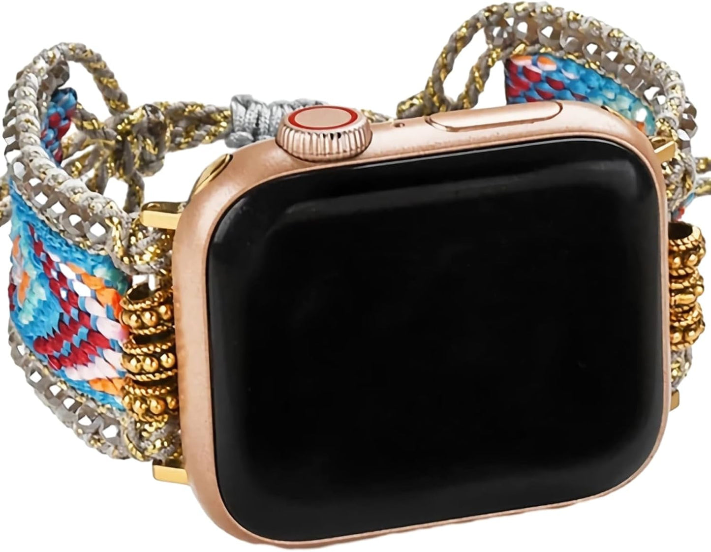 Fancy Woven Braided Nylon Band Compatible with Apple Watch Bands 40Mm 41Mm 38Mm, Retro Boho Friendship Bracelet Handmade Bohemian Beaded Adjustable Dressy Strap Wristbands for Iwatch Bands Series 9/8/7/6 5/4/3/2/SE