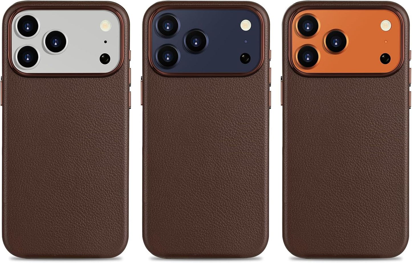 Belemay Handcrafted Premium Tumbled Leather Case for Iphone 17 Pro Max, Compatible with Magsafe, Distinctive Texture, Natural Patina, Camera Control Button, Metal Buttons Phone Cover (6.9"), Brown