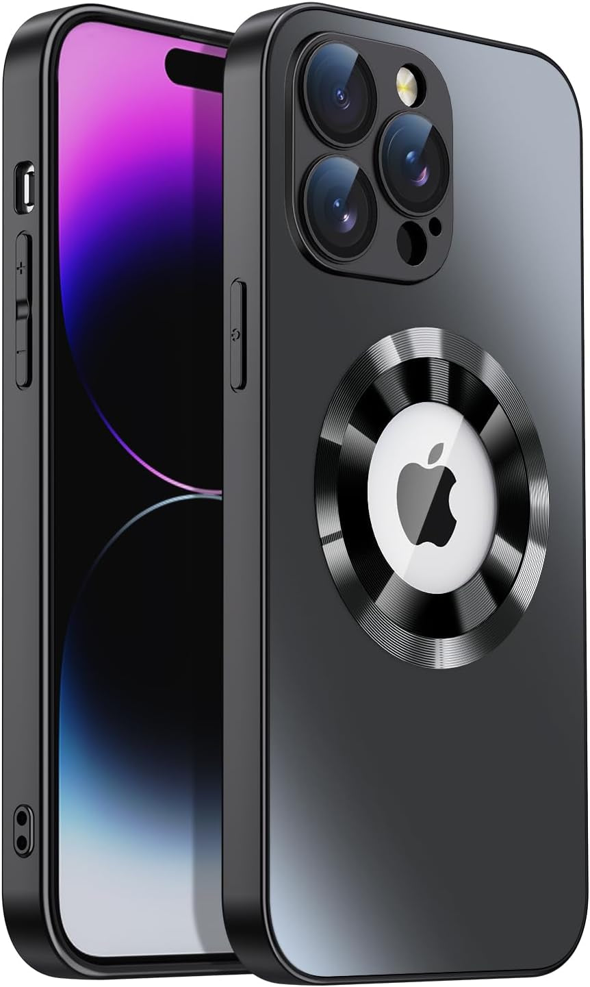 LEKEVO for Iphone 14 Pro Max Case, Compatible with Magsafe, Built-In Camera Lens Protector, Logo View, Magnetic Shockproof Slim Thin Phone Cover, Black  LEKEVO Black  