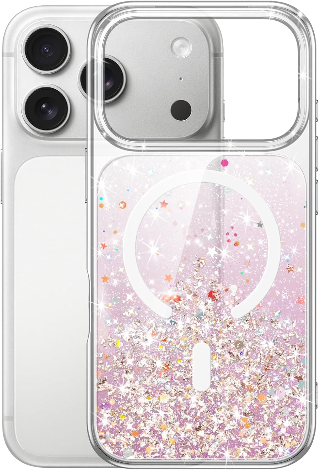 Jetech Glitter Case for Iphone 17 Pro Max 6.9-Inch Compatible with Magsafe, Clear Cute Bling Sparkle for Women and Girls, Shiny Shockproof Magnetic Sparkly Phone Cover (Clear)