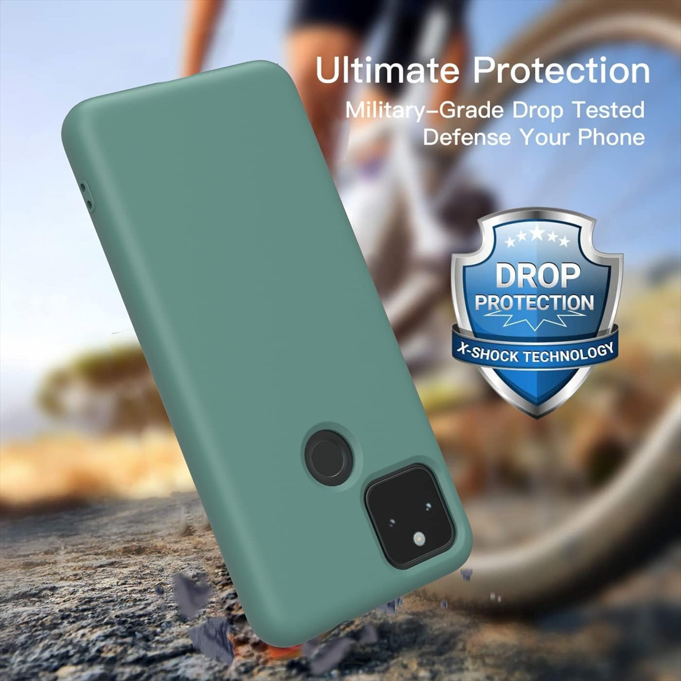 Weycolor for Google Pixel 5A 5G Case with Tempered Glass Screen Protector [2 Pack] ，Liquid Silicone Slim Soft TPU Fit Drop Protection Phone Case for Google Pixel 5A (Dark Green)  Weycolor   