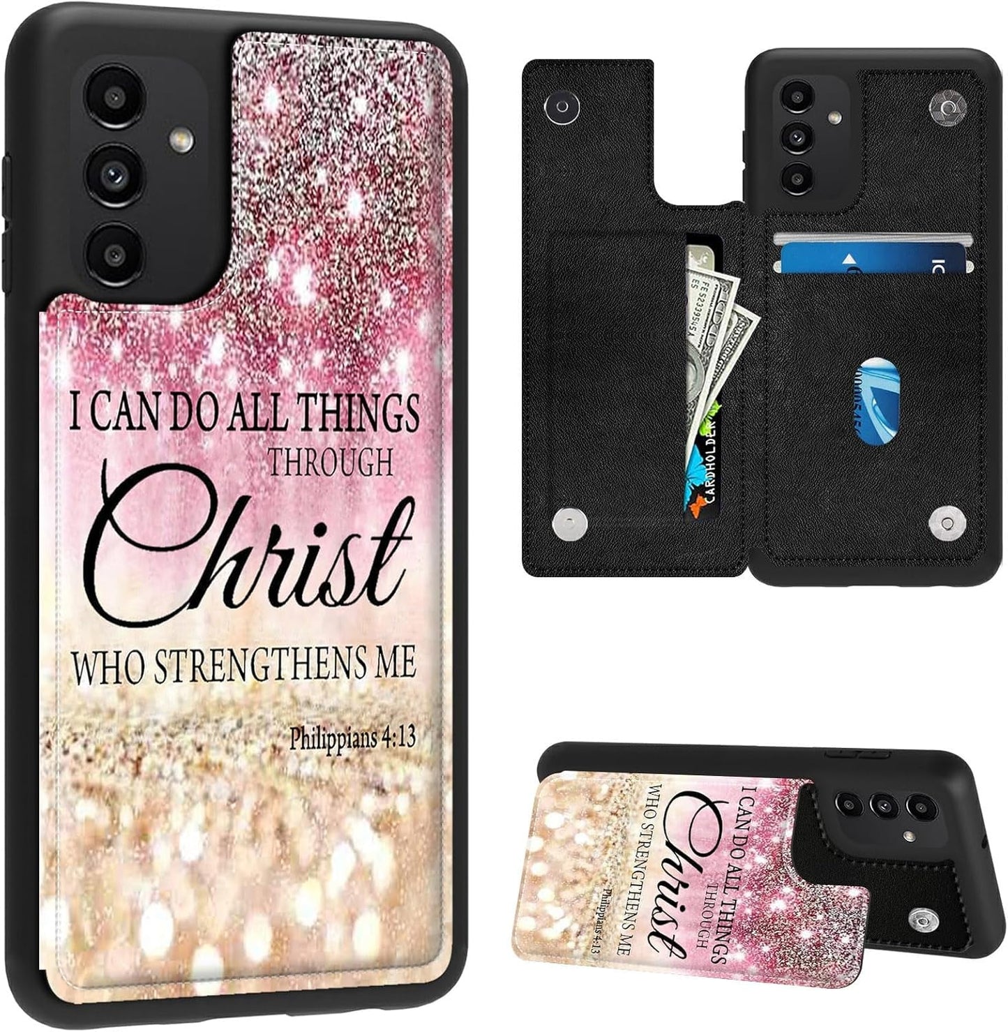 Case for Samsung Galaxy A14 5G Wallet Phone Case with Card Holder,Pu Leather Kickstand Card Slot Cover for Women Men (Dual Magnetic Clasp+Rfid Blocking)-Bald Eagle with Flag