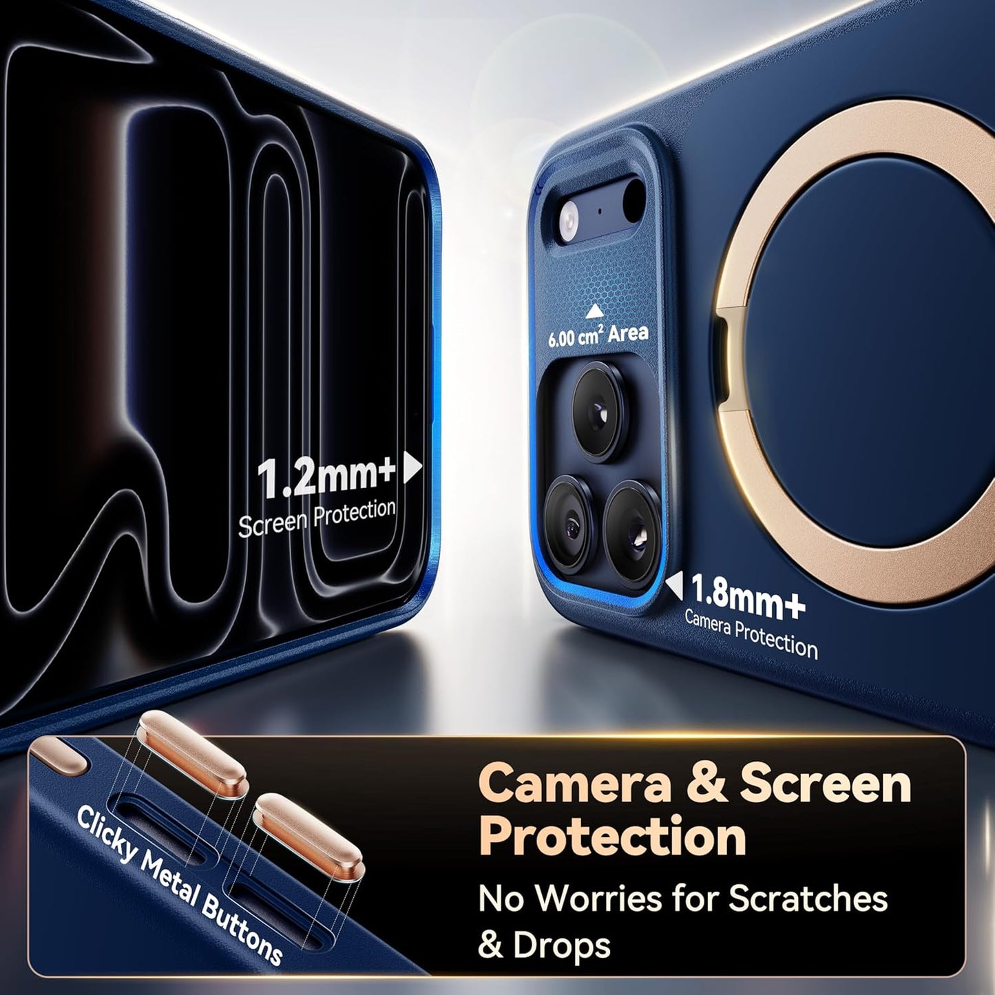 CASEKOO Marine Blue Designed for Iphone 17 Pro Max Case with Spin Magnetic Stand [16FT Military Protection] [Non-Slip Edge] [Fit for Magsafe] Magicstand 360 for Iphone 17 Promax Case 6.9''