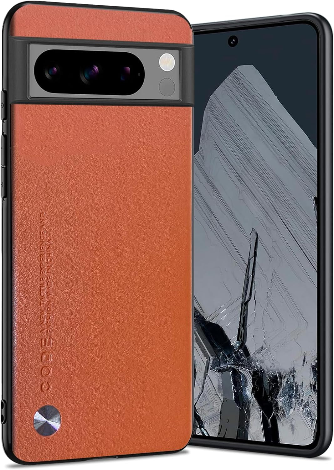 For Google Pixel 8 Pro Case 5G, Soft TPU Artificial Leather Case,Extremely Light Ultra-Light Camera Protection Leather Cover Case for Google Pixel 8 Pro 5G (White)  Puxssul Orange  