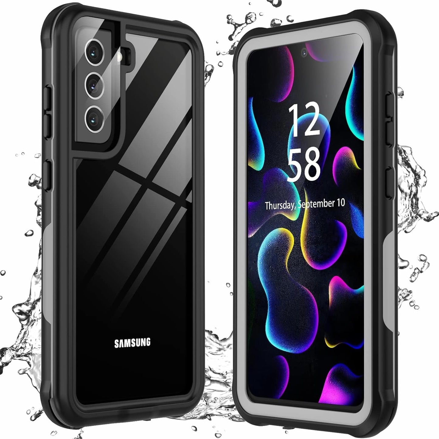 For Samsung Galaxy S22+Plus Case Waterproof Shockproof,Galaxy S22 plus Case with Built-In Screen Protector 360 Full Body Heavy Rugged Samsung S22+Plus Protective Case(Blue/Clear)