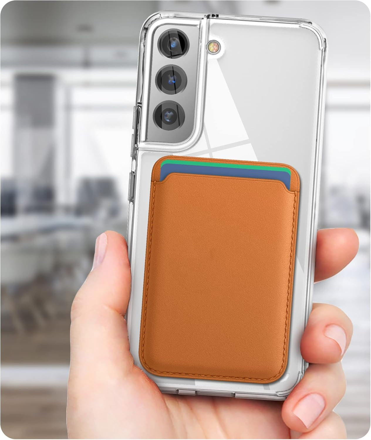 ENCASED Clear Back for for Samsung Galaxy S22 plus Case, Slim Magnetic Phone Case Compatible with Magsafe (S22+)