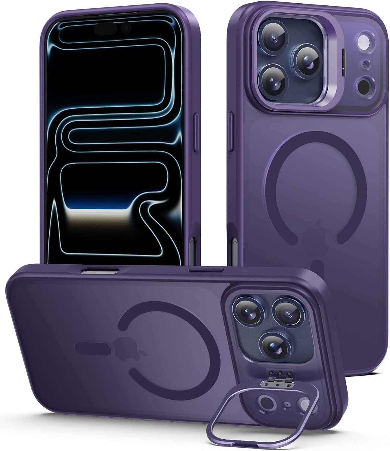 Magnetic for Iphone 17 Pro Max Case with Invisible Stand, Compatible with Magsafe, Military-Grade Drop Protection, Slim Translucent Matte Phone Cover, Black