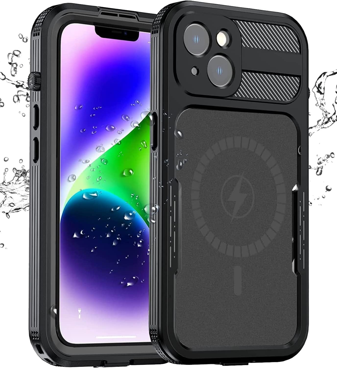 Ezanmull Iphone 14 Pro Waterproof Case, with Built-In Screen Protector Dustproof Shockproof Dropproof Case, Rugged Full Body Underwater Protective Cover for Iphone 14 Pro 6.1" - Clear/Black  Ezanmull Black Iphone 14 Plus 6.7 