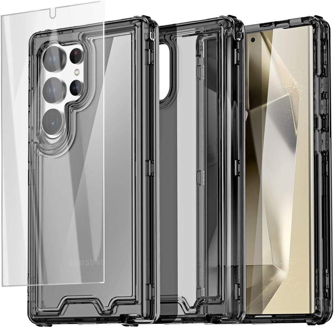 Aicase for Samsung Galaxy S24 Ultra Case with Glass Screen Protector,Heavy Duty Drop Protection Full Body Rugged Shockproof Military Protective Tough Durable Cover for Galaxy S24 Ultra 6.8" 5G 2024_1