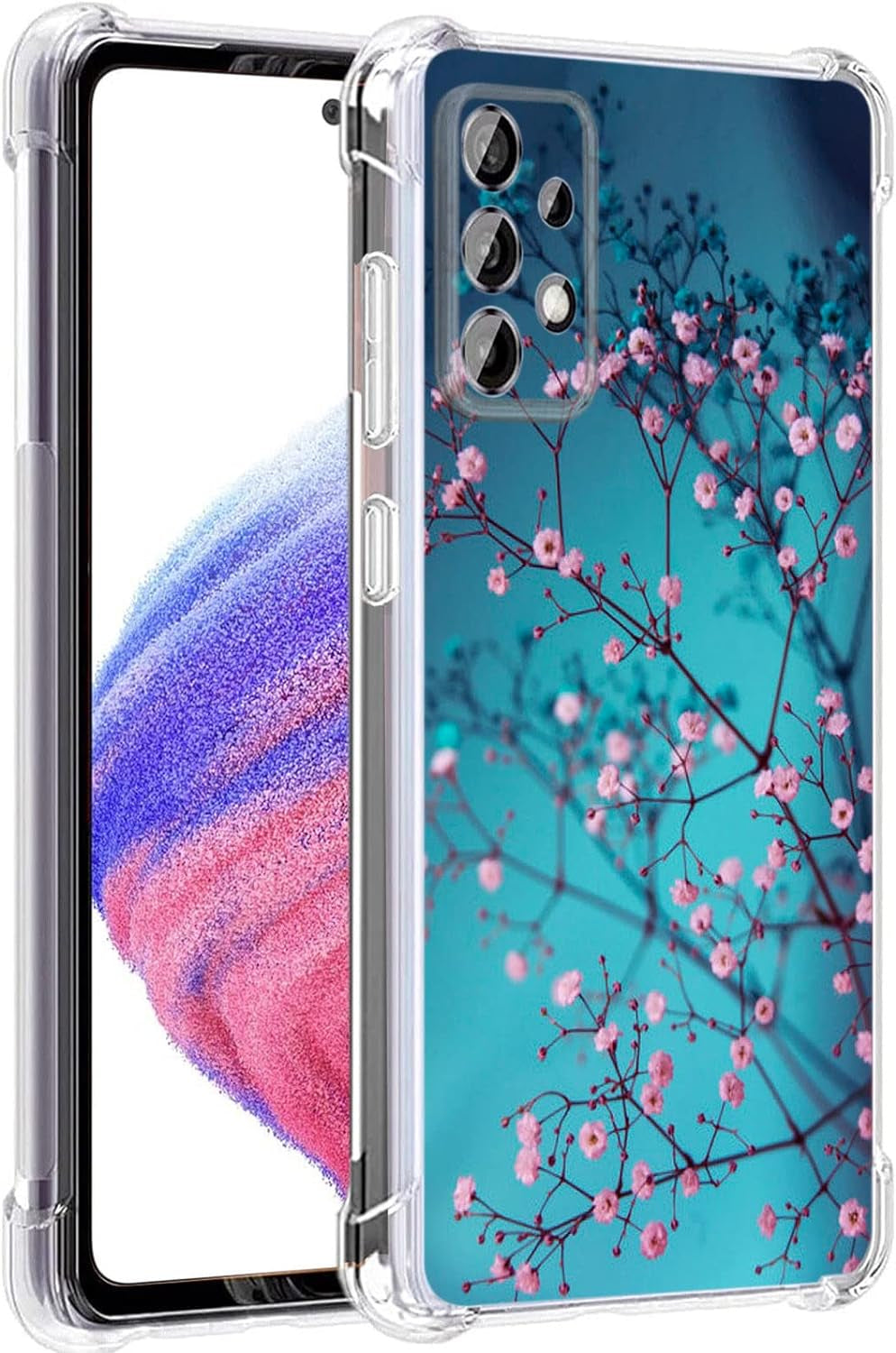 Galaxy A53 5G Case, Plum Blossom Flower Drop Protection Shockproof Case TPU Full Body Protective Scratch-Resistant Cover for Samsung Galaxy A53 5G