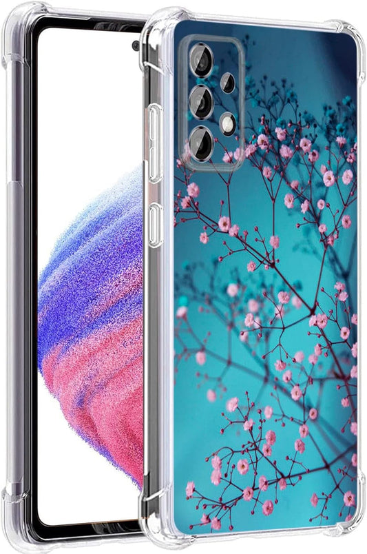 Galaxy A53 5G Case, Plum Blossom Flower Drop Protection Shockproof Case TPU Full Body Protective Scratch-Resistant Cover for Samsung Galaxy A53 5G