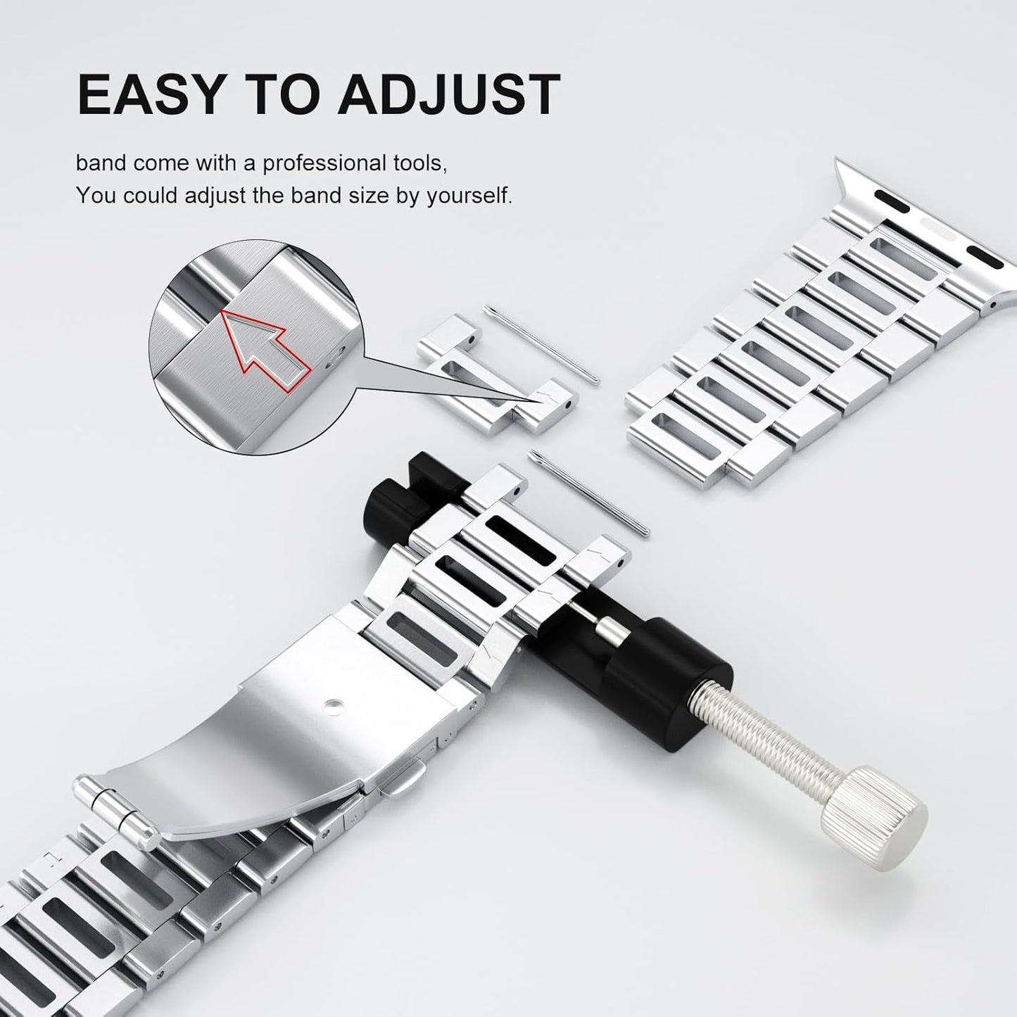 Finestone Metal Band for Apple Watch - Stainless Steel Apple Watch Band Compatible with Apple Watch 41Mm 40Mm 38Mm - Slim Hollow-Out Design Strap for Iwatch Series 9/8/7/6/5/4/3/2/1 SE Women Men Silver