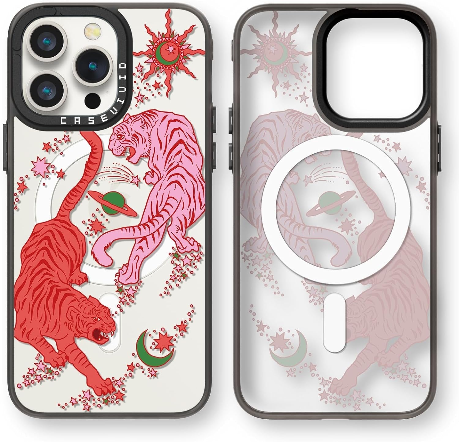 Casevivid Compatible for Iphone 15 Pro Case Cute Aesthetic - Durable Fashion Funny Phone Case - Girly Butterfly Pattern Print Cover Design for Woman Girl 6.1 Inches Black  CASEVIVID Tiger Magsafe 