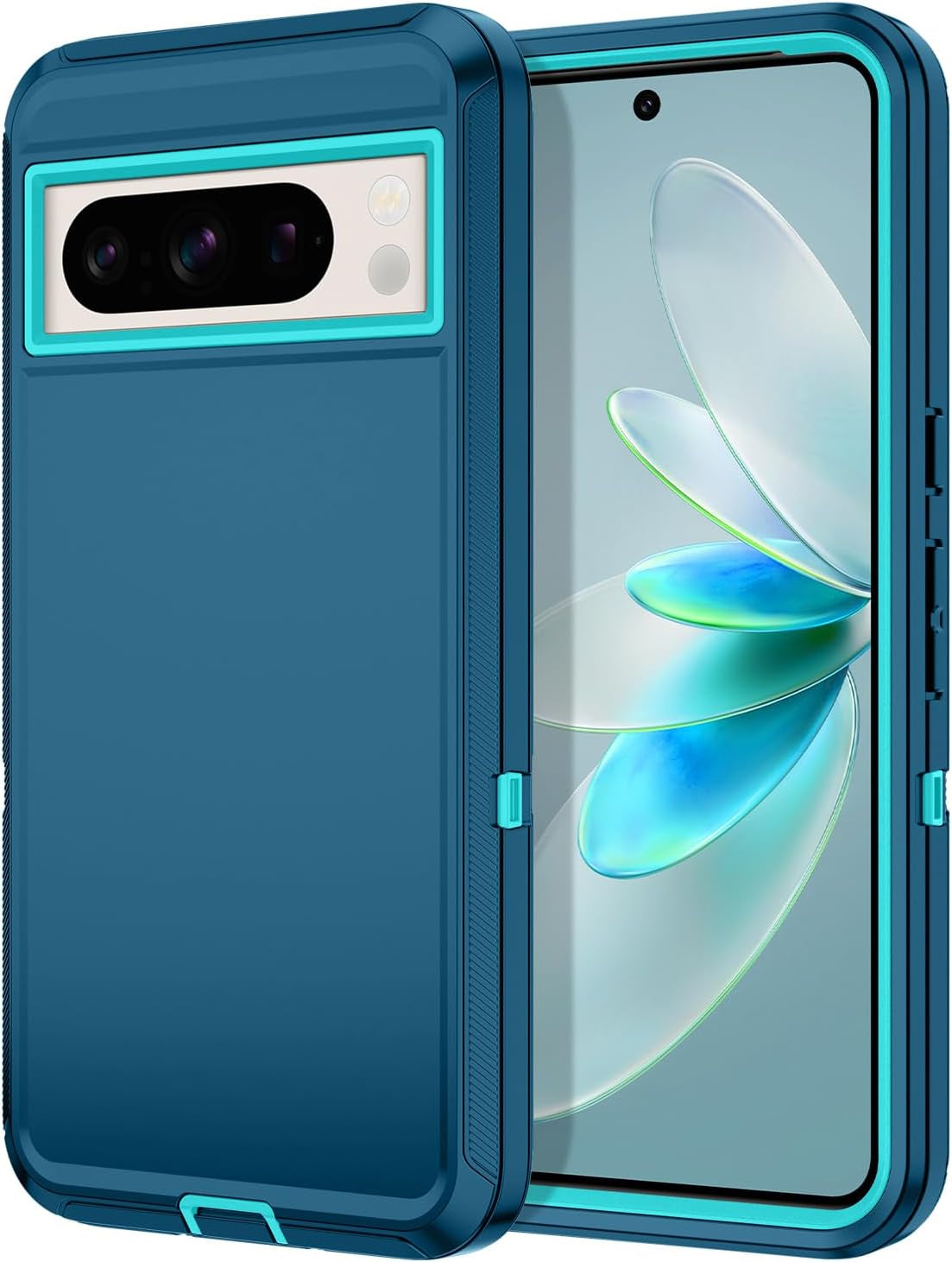 Hucasok for Google Pixel 8 Case Shockproof Rugged Full Body Protection Scratch Resistant Heavy Duty Dust/Drop Proof 3-Layer Durable Cover Case for Google Pixel 8 6.2 Inch,Navy Blue  Hucasok Turquoise Google Pixel 8 Pro 6.7 Inch 