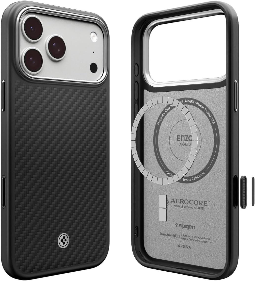 Spigen for Iphone 17 Pro Max Case, Enzo Aramid T [Camera Control Button] [Compatible with Magsafe] - Black Black